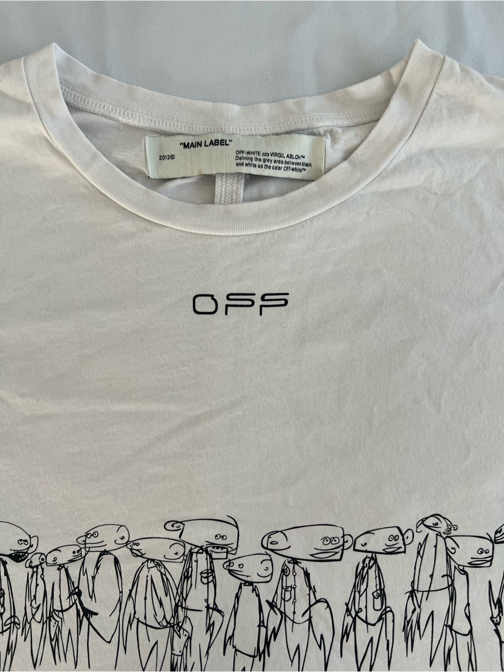 Off-White White Graphic Crewneck Tee with Sketch Print